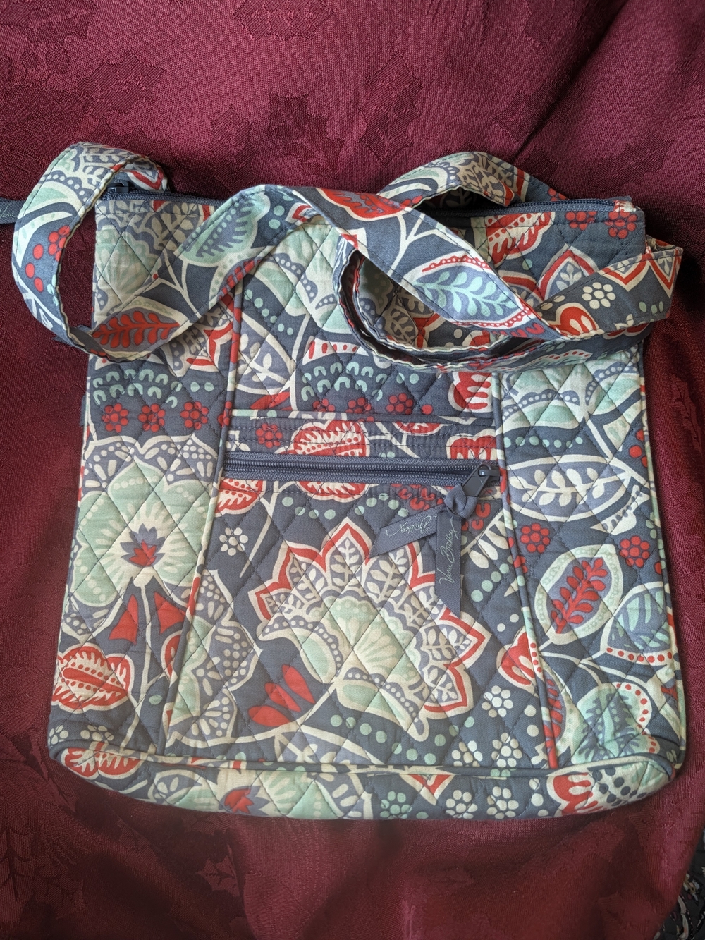 Vera Bradley Quilted Floral Crossbody Tote - Blue & Red